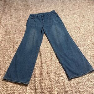 HDLTE Classic Blue Wide-Leg Women Jeans L